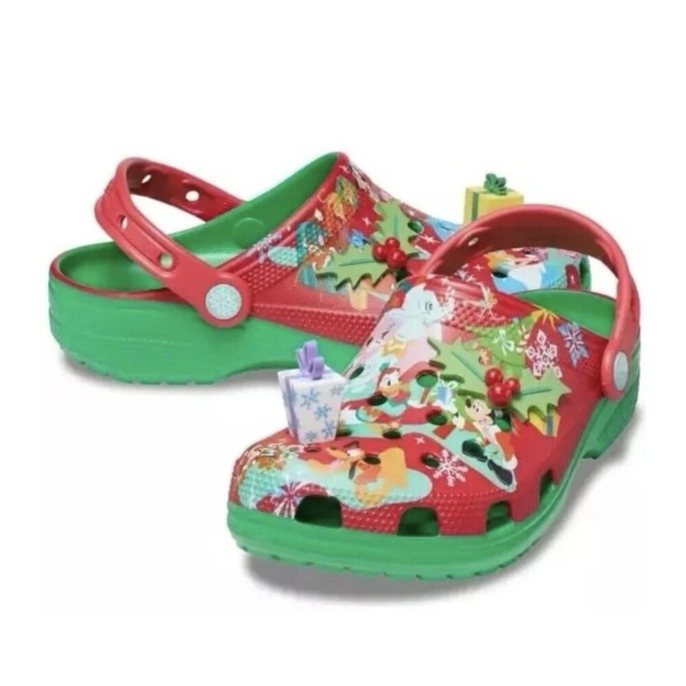 Crocs Disney Parks 2023 Christmas Holiday Mickey & Friends Clogs Kids Size C12